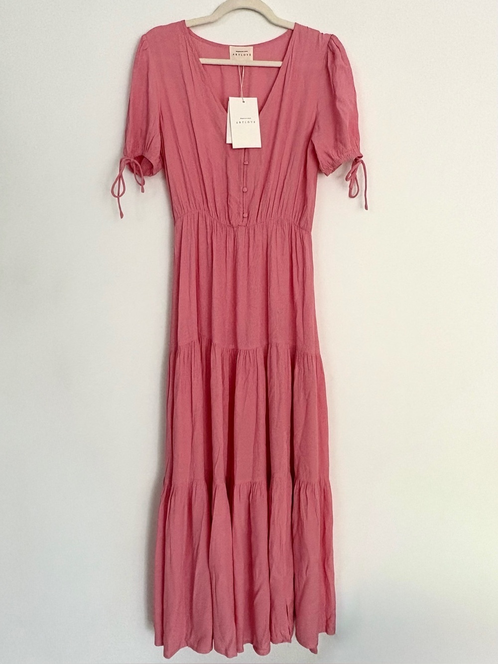 ARTLOVE Pink Tiered Midi Dress | French Brand | Size 36 (US 4/S) | NWT